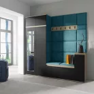 Blum 26 kárpitozott előszobafal tükörrel, artisan/fekete - azúr 13 - egyedi