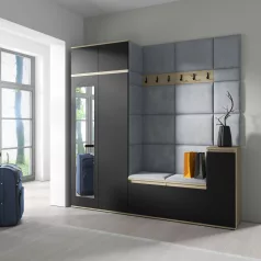   Blum 26 kárpitozott előszobafal tükörrel, artisan/fekete - szürke 14