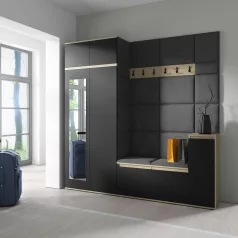   Blum 26 kárpitozott előszobafal tükörrel, artisan/fekete - szürke 15