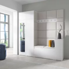   Blum 26 kárpitozott előszobafal tükörrel, fehér - krém 01