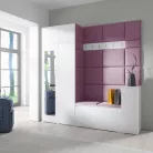 Blum 26 kárpitozott előszobafal tükörrel, fehér - lila 11 - egyedi
