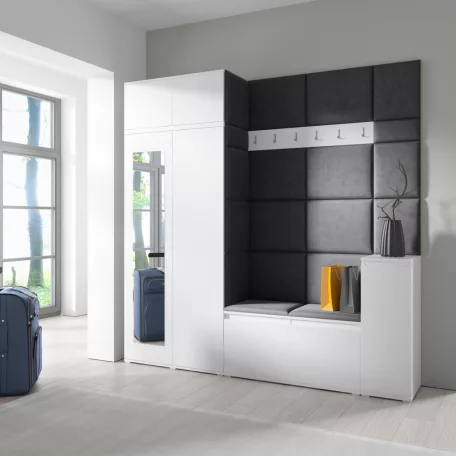 Blum 26 kárpitozott előszobafal tükörrel, fehér - fekete 16