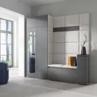 Blum 26 kárpitozott előszobafal tükörrel, grafit - krém 01
