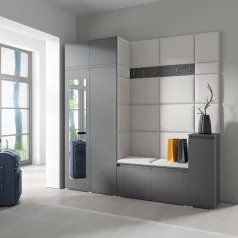   Blum 26 kárpitozott előszobafal tükörrel, grafit - krém 01