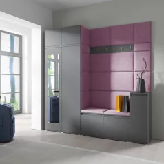   Blum 26 kárpitozott előszobafal tükörrel, grafit - lila 11 - egyedi