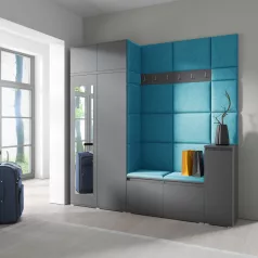   Blum 26 kárpitozott előszobafal tükörrel, grafit - azúr 13 - egyedi