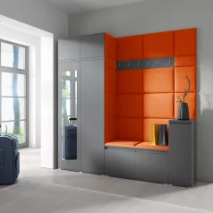   Blum 26 kárpitozott előszobafal tükörrel, grafit - narancssárga 25 - egyedi