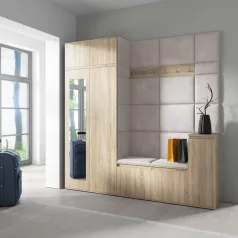   Blum 26 kárpitozott előszobafal tükörrel, sonoma - krém 01