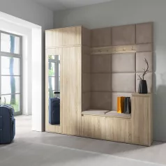   Blum 26 kárpitozott előszobafal tükörrel, sonoma - bézs 03