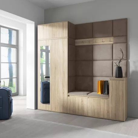 Blum 26 kárpitozott előszobafal tükörrel, sonoma - barna 05