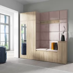  Blum 26 kárpitozott előszobafal tükörrel, sonoma - rózsaszín 19 - egyedi