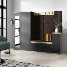Blum 27 kárpitozott előszobafal tükörrel, artisan/fekete - barna 08