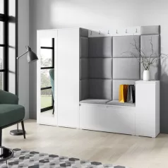   Blum 27 kárpitozott előszobafal tükörrel, fehér - szürke 15