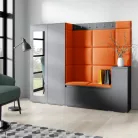 Blum 27 kárpitozott előszobafal tükörrel, grafit - narancssárga 25 - egyedi