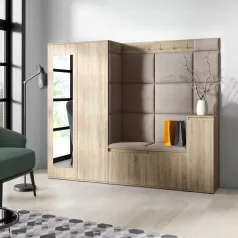   Blum 27 kárpitozott előszobafal tükörrel, sonoma - bézs 03