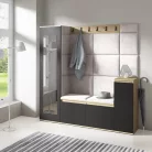 Blum 28 kárpitozott előszobafal tükörrel, artisan/fekete - krém 01