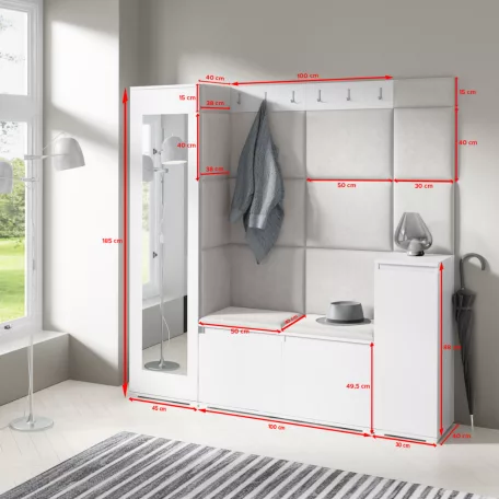 Blum 28 kárpitozott előszobafal tükörrel, artisan/fekete - barna 05