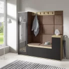 Blum 28 kárpitozott előszobafal tükörrel, artisan/fekete - barna 07