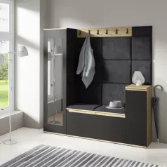   Blum 28 kárpitozott előszobafal tükörrel, artisan/fekete - fekete 16