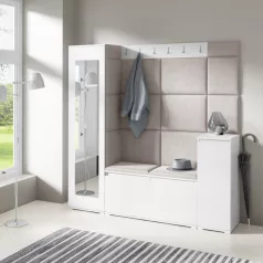   Blum 28 kárpitozott előszobafal tükörrel, fehér - bézs 02