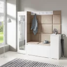 Blum 28 kárpitozott előszobafal tükörrel, fehér - bézs 04