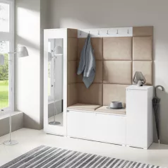   Blum 28 kárpitozott előszobafal tükörrel, fehér - bézs 04