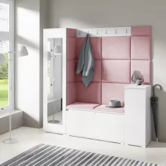   Blum 28 kárpitozott előszobafal tükörrel, fehér - rózsaszín 23 - egyedi