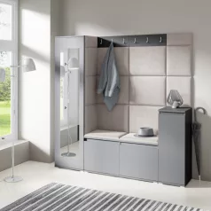   Blum 28 kárpitozott előszobafal tükörrel, grafit - bézs 02