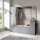 Blum 28 kárpitozott előszobafal tükörrel, grafit - barna 05