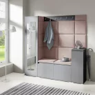 Blum 28 kárpitozott előszobafal tükörrel, grafit - barna 07