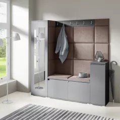   Blum 28 kárpitozott előszobafal tükörrel, grafit - barna 08