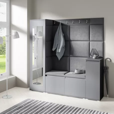 Blum 28 kárpitozott előszobafal tükörrel, grafit - fekete 16