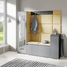  Blum 28 kárpitozott előszobafal tükörrel, grafit - sárga 18 - egyedi