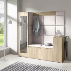   Blum 28 kárpitozott előszobafal tükörrel, sonoma - krém 01