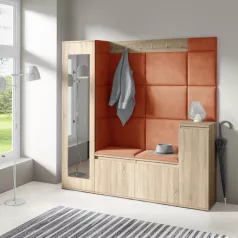   Blum 28 kárpitozott előszobafal tükörrel, sonoma - narancssárga 25 - egyedi