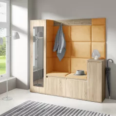   Blum 28 kárpitozott előszobafal tükörrel, sonoma - sárga 26 - egyedi