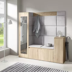   Blum 28 kárpitozott előszobafal tükörrel, sonoma - ezüst 32 - egyedi
