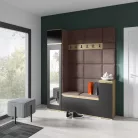 Blum 29 kárpitozott előszobafal tükörrel, artisan/fekete - barna 06