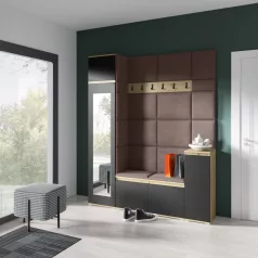   Blum 29 kárpitozott előszobafal tükörrel, artisan/fekete - barna 06
