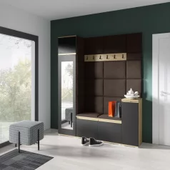   Blum 29 kárpitozott előszobafal tükörrel, artisan/fekete - barna 08