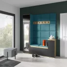 Blum 29 kárpitozott előszobafal tükörrel, artisan/fekete - azúr 13 - egyedi
