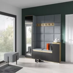   Blum 29 kárpitozott előszobafal tükörrel, artisan/fekete - világosszürke 14