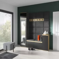   Blum 29 kárpitozott előszobafal tükörrel, artisan/fekete - sötétszürke 15