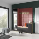 Blum 29 kárpitozott előszobafal tükörrel, artisan/fekete - rózsaszín 23 - egyedi