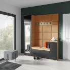 Blum 29 kárpitozott előszobafal tükörrel, artisan/fekete - sárga 26 - egyedi