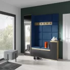 Blum 29 kárpitozott előszobafal tükörrel, artisan/fekete - sötétkék 31 - egyedi