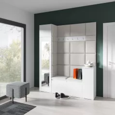   Blum 29 kárpitozott előszobafal tükörrel, fehér - krém 01