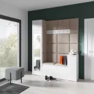 Blum 29 kárpitozott előszobafal tükörrel, fehér - barna 05