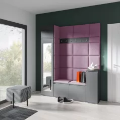   Blum 29 kárpitozott előszobafal tükörrel, grafit - lila 11 - egyedi
