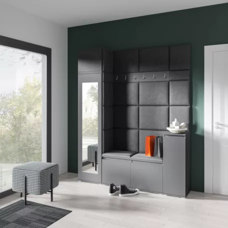 Blum 29 kárpitozott előszobafal tükörrel, grafit - fekete 16